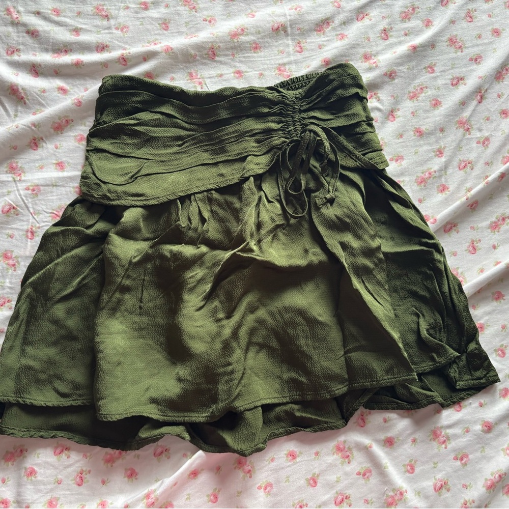 Aerie Textured Olive Skirt
